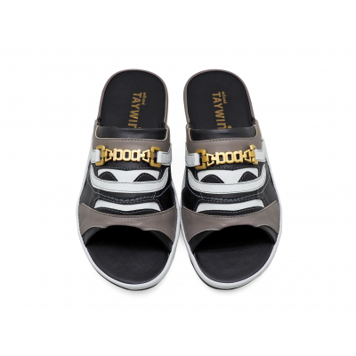 รองเท้าแตะ SKF-38 หนังไมโครไฟเบอร์นิ่มเทา-นิ่มดำ-นิ่มขาว